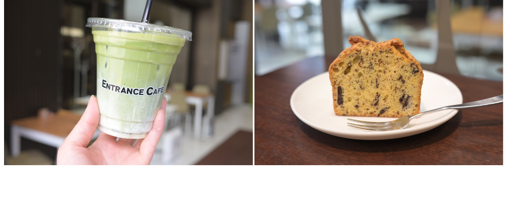 抹茶ラテとパウンドケーキ