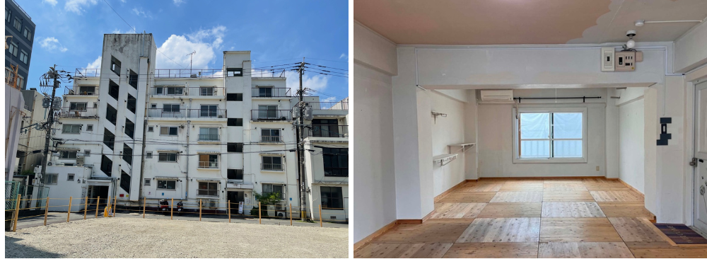 いま、冷泉荘を正面から全体写真を撮るチャンスです